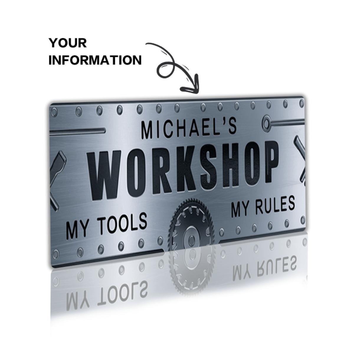 Personalizowany szyld aluminio – Workshop Tools And Names recenzja i cena